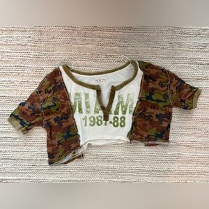 Free People Camouflage Miami Crop Top